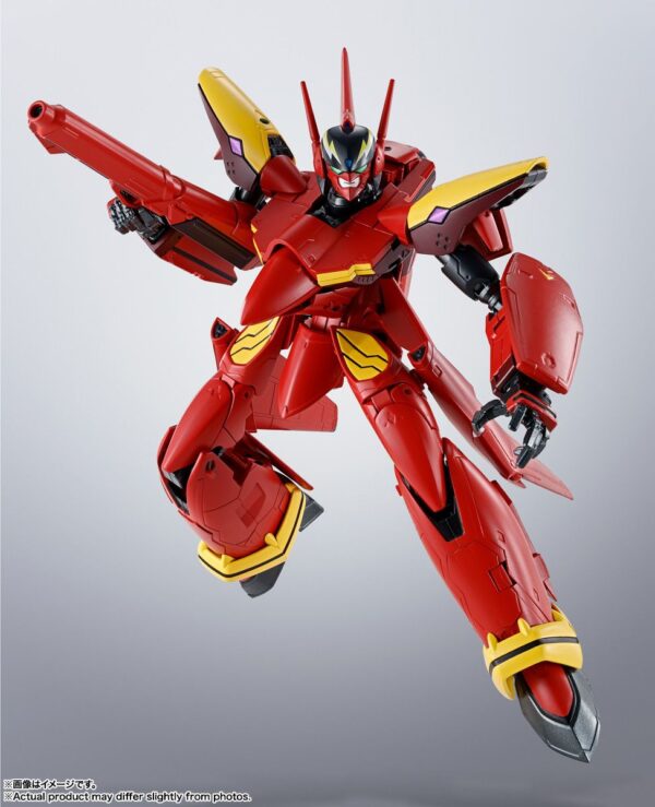 Detalle del VF-19 Kai en modo Battroid con accesorios – Colección Macross 7 en Ecuador.