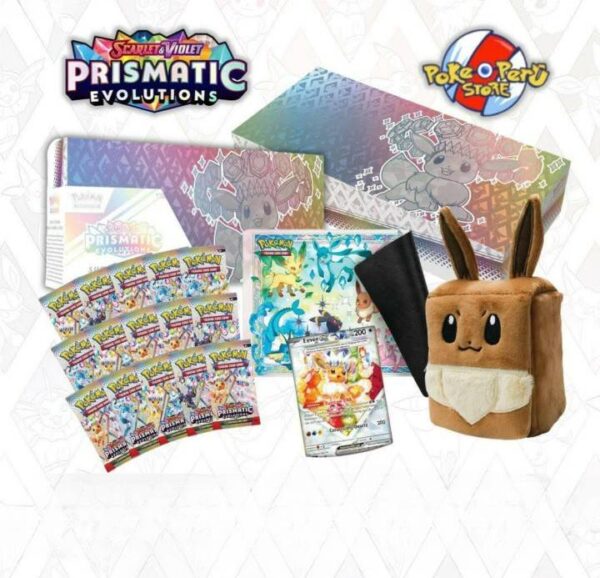 Contenido de la edición especial con carta de Eevee ex y accesorios exclusivos – Pokémon TCG en Ecuador.