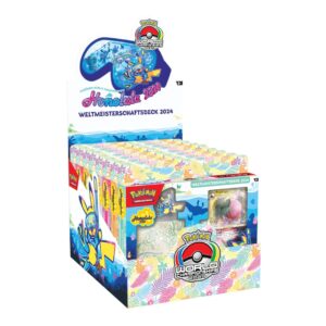 Display Pokémon TCG: 2024 World Championships Deck con 8 mazos oficiales – Producto exclusivo en Ecuador.