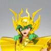 Detalle de la figura Virgo Shun en pose de batalla con cadena nebulosa – Saint Cloth Myth EX.