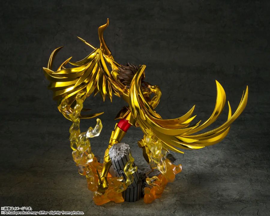 Seiya con armadura de Sagitario en pose dinámica con efectos.